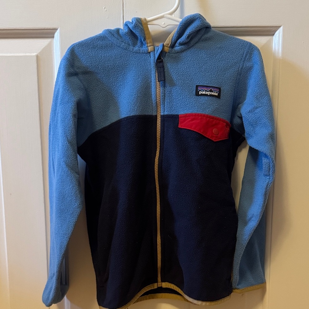 Patagonia Kids' Blue and Black Zip-Up Hoodie